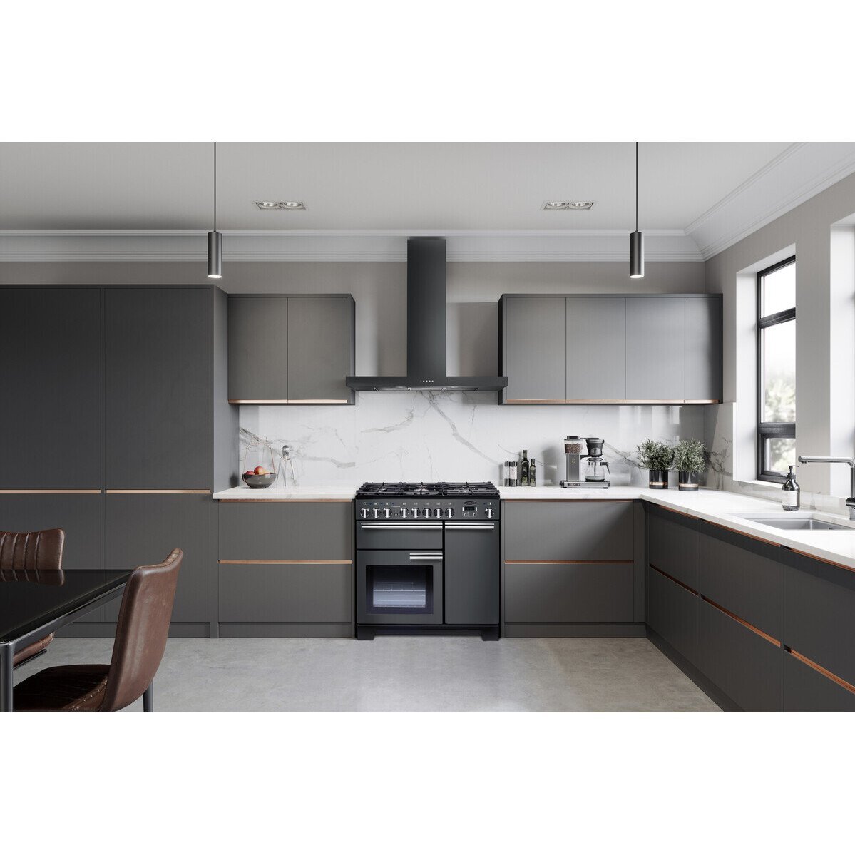 Rangemaster PDL90EICY/C 90cm Induction Range Cooker Professional Deluxe Cranberry / Chrome, A Rated