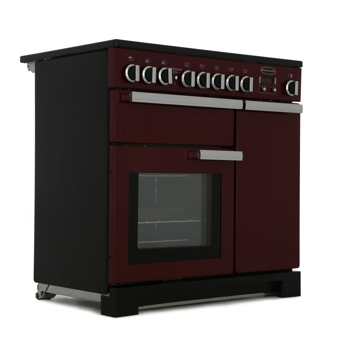 Rangemaster PDL90EICY/C 90cm Induction Range Cooker Professional Deluxe Cranberry / Chrome, A Rated