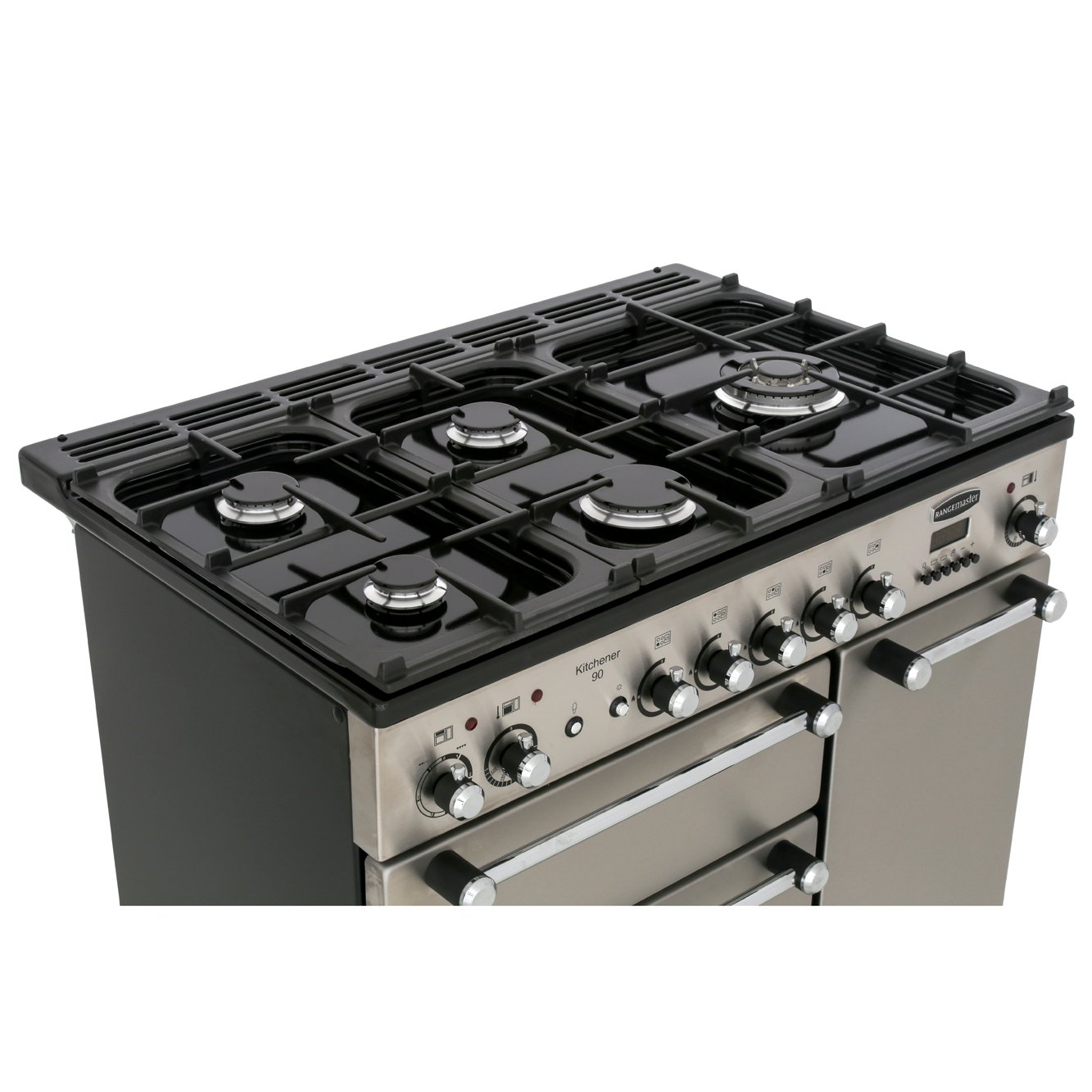 Rangemaster KCH90DFFSS/C 90cm Dual Fuel Range Cooker Kitchener Stainless Steel / Chrome, A Rated