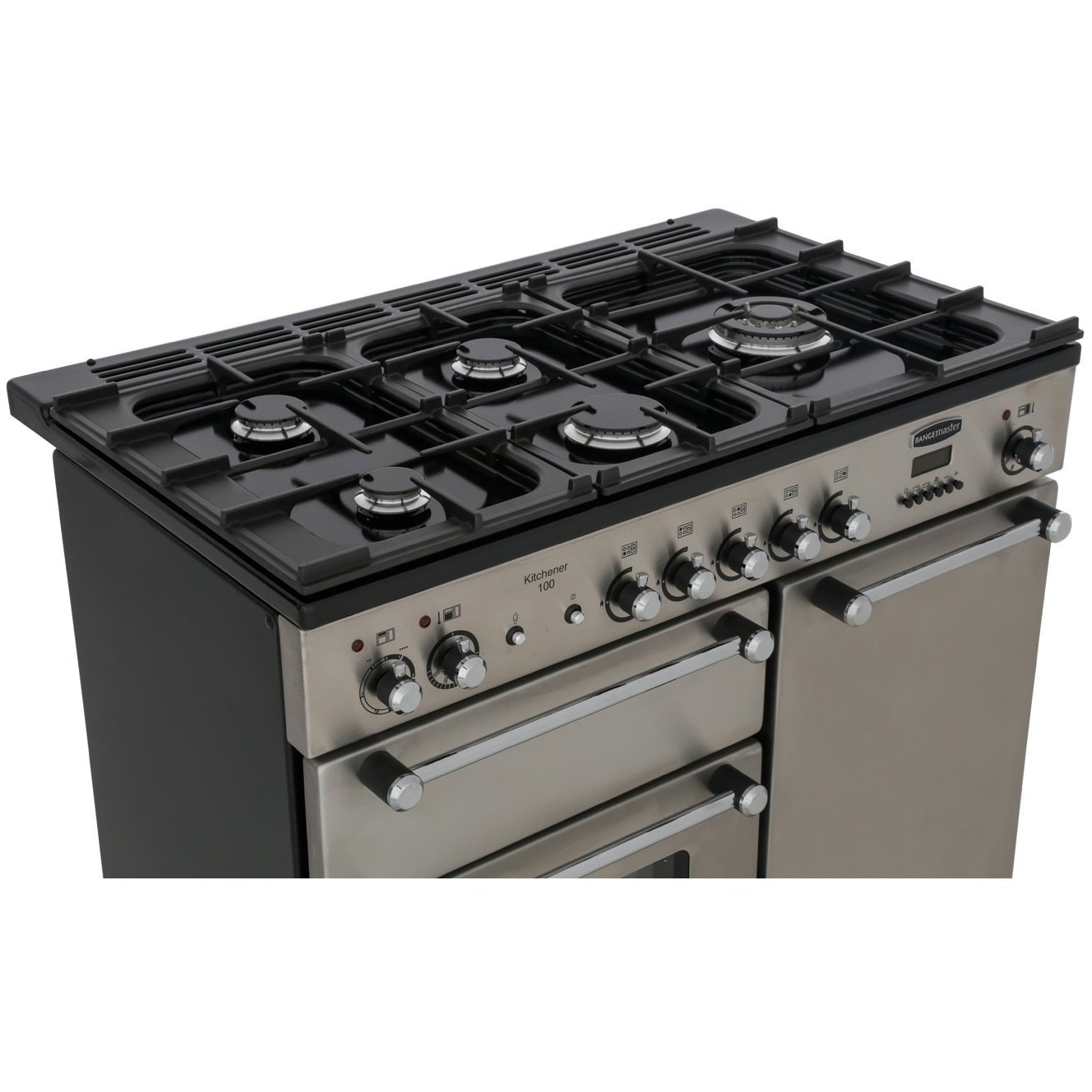 Rangemaster KCH100DFFBL/C 100cm Dual Fuel Range Cooker Kitchener Black / Chrome, A Rated