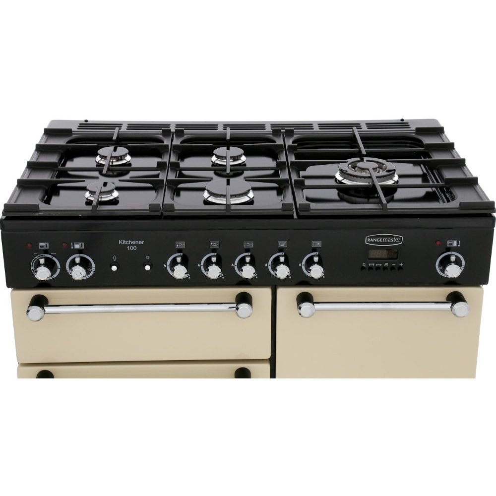 Buy Rangemaster KCH100DFFCR/C Kitchener Cream with Chrome Trim 100cm