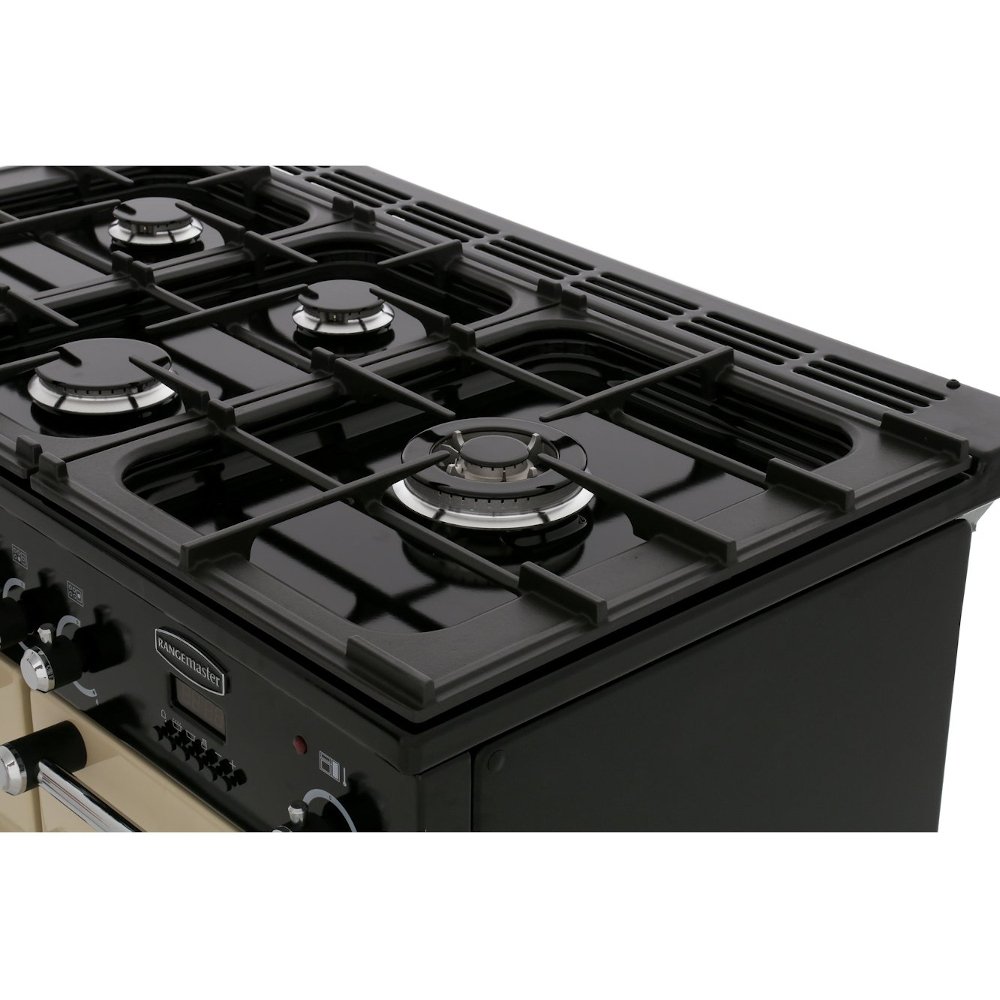 Rangemaster KCH100DFFCR/C 100cm Dual Fuel Range Cooker Kitchener Cream / Chrome, A Rated