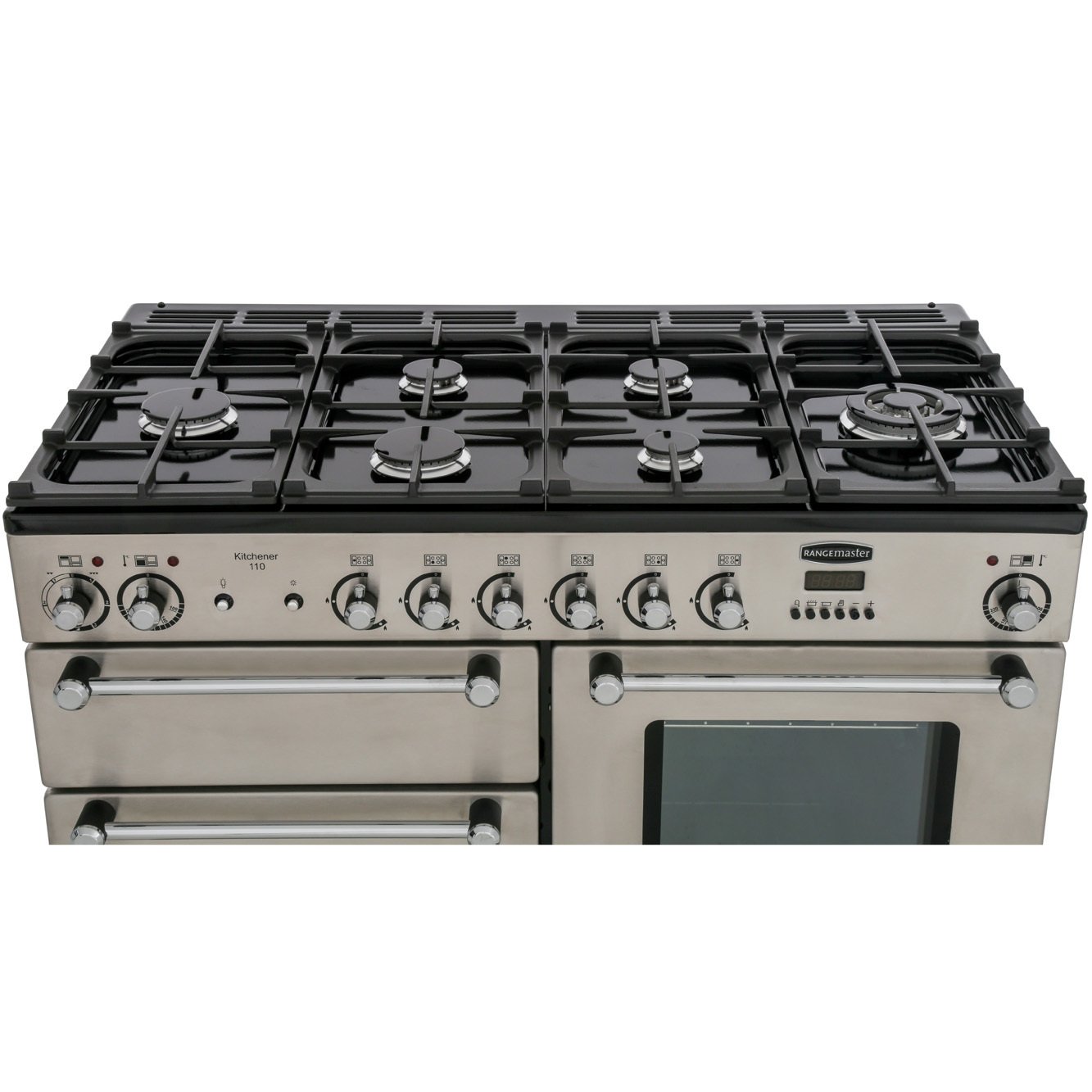 Buy Rangemaster KCH110DFFSS/C Kitchener Stainless Steel with Chrome Trim 110cm Dual Fuel Range