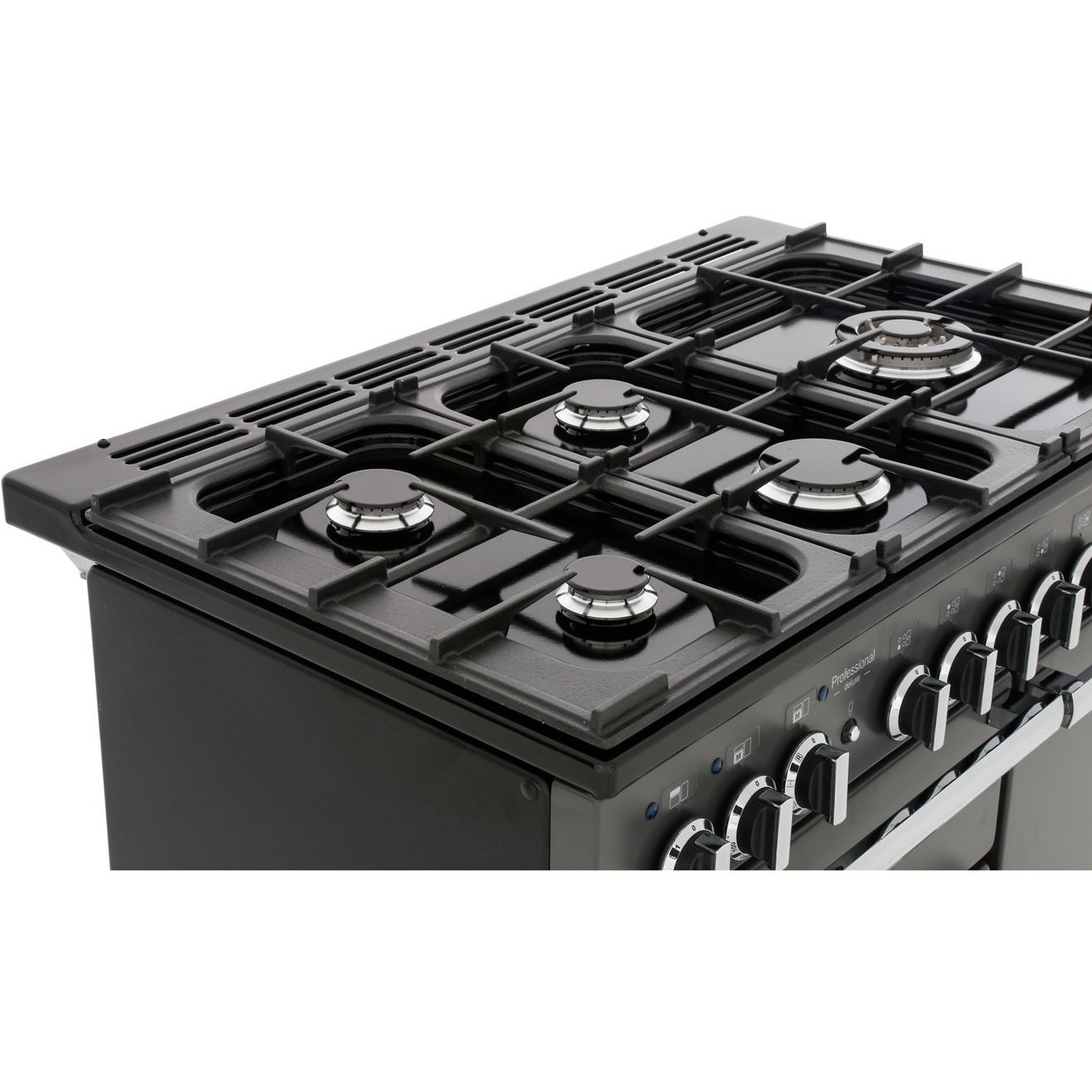 Rangemaster PDL100DFFWH/C 100cm Dual Fuel Range Cooker Professional Deluxe White / Chrome, A Rated