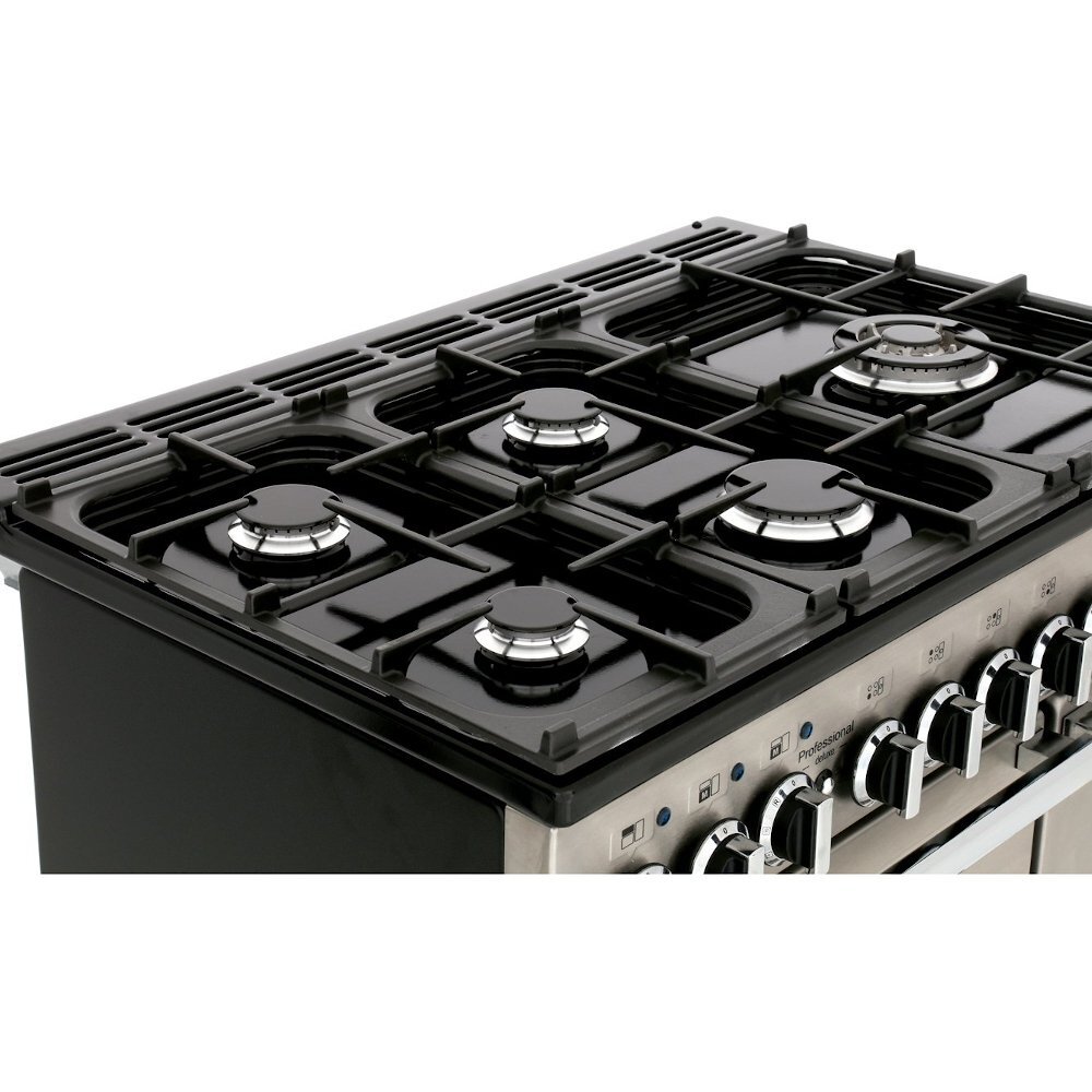 Rangemaster PDL90DFFWH/C 90cm Dual Fuel Range Cooker Professional Deluxe White / Chrome, A Rated