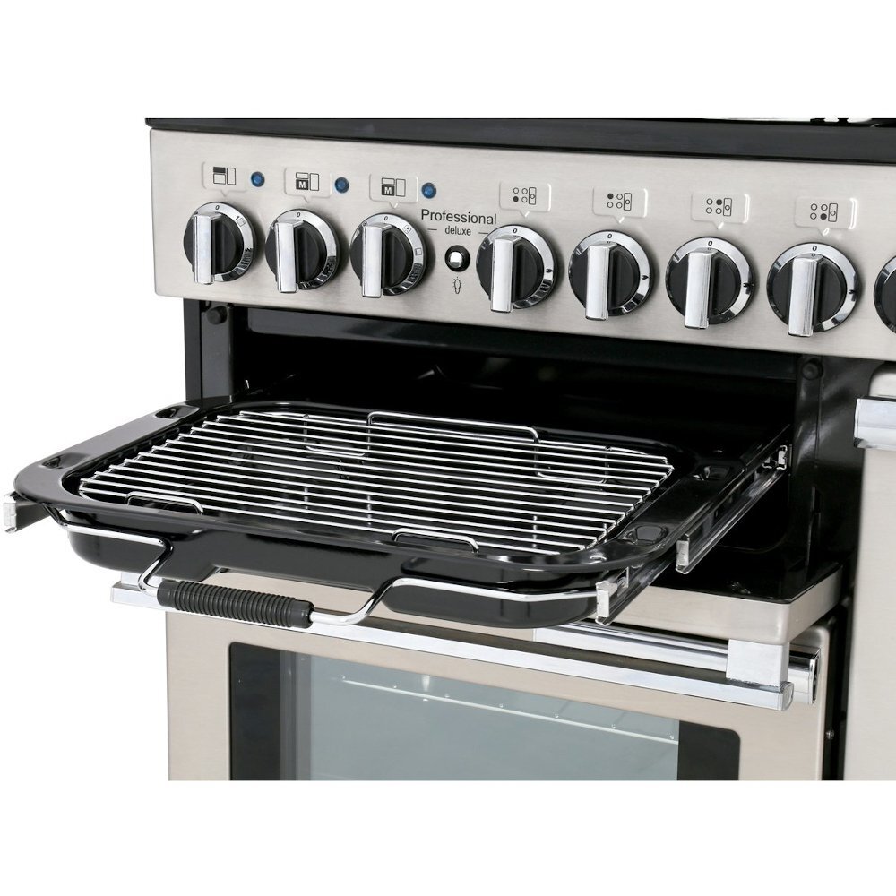 Rangemaster PDL90DFFWH/C 90cm Dual Fuel Range Cooker Professional Deluxe White / Chrome, A Rated