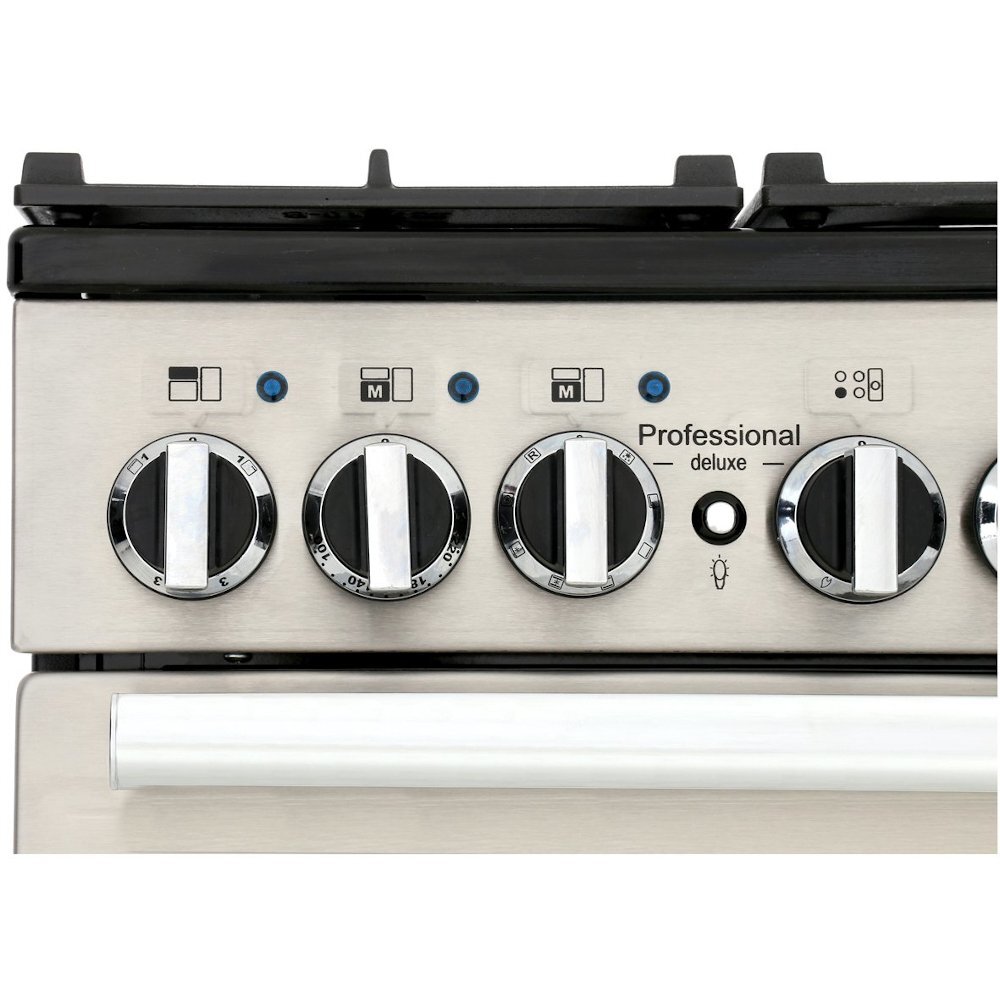 Rangemaster PDL90DFFWH/C 90cm Dual Fuel Range Cooker Professional Deluxe White / Chrome, A Rated