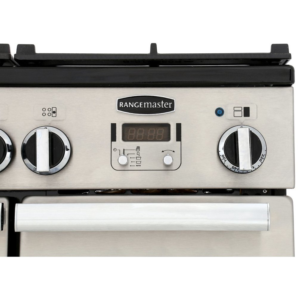 Rangemaster PDL90DFFWH/C 90cm Dual Fuel Range Cooker Professional Deluxe White / Chrome, A Rated