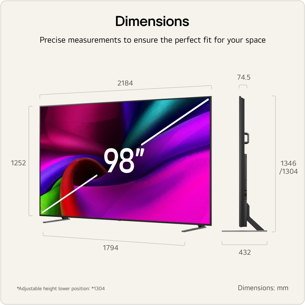 LG 98NU900B6LBAEKQ 98" Smart Television, 4K Ultra HD, G Rated