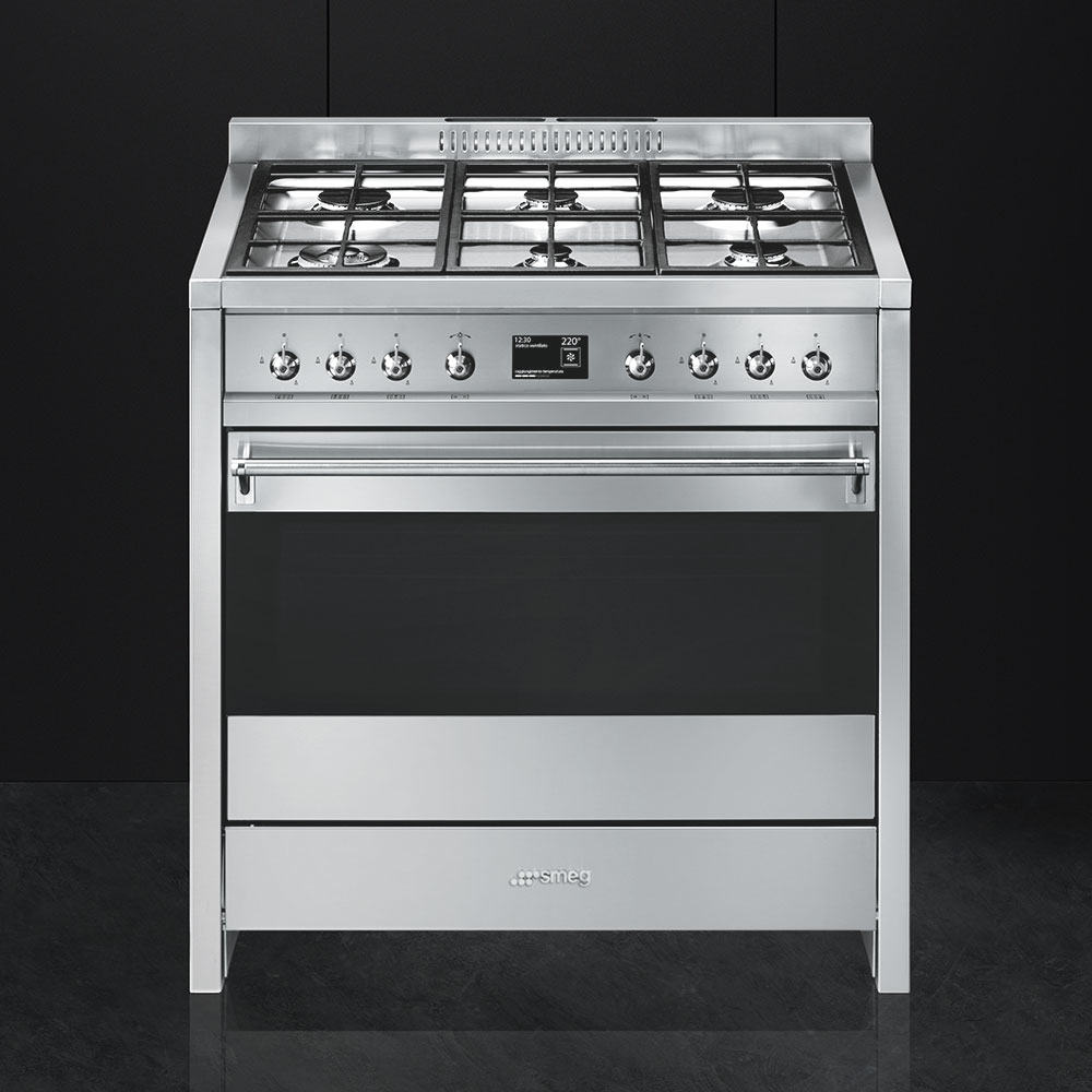 Smeg A19 Opera 90cm Dual Fuel Range Cooker, Stainless Steel, A+ Rated Marks Electrical