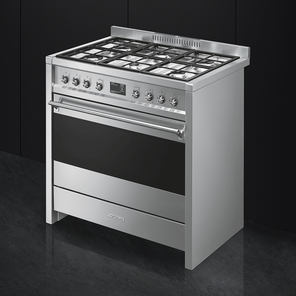 Smeg A1-9 Opera 90cm Dual Fuel Range Cooker, Stainless Steel, A+ Rated