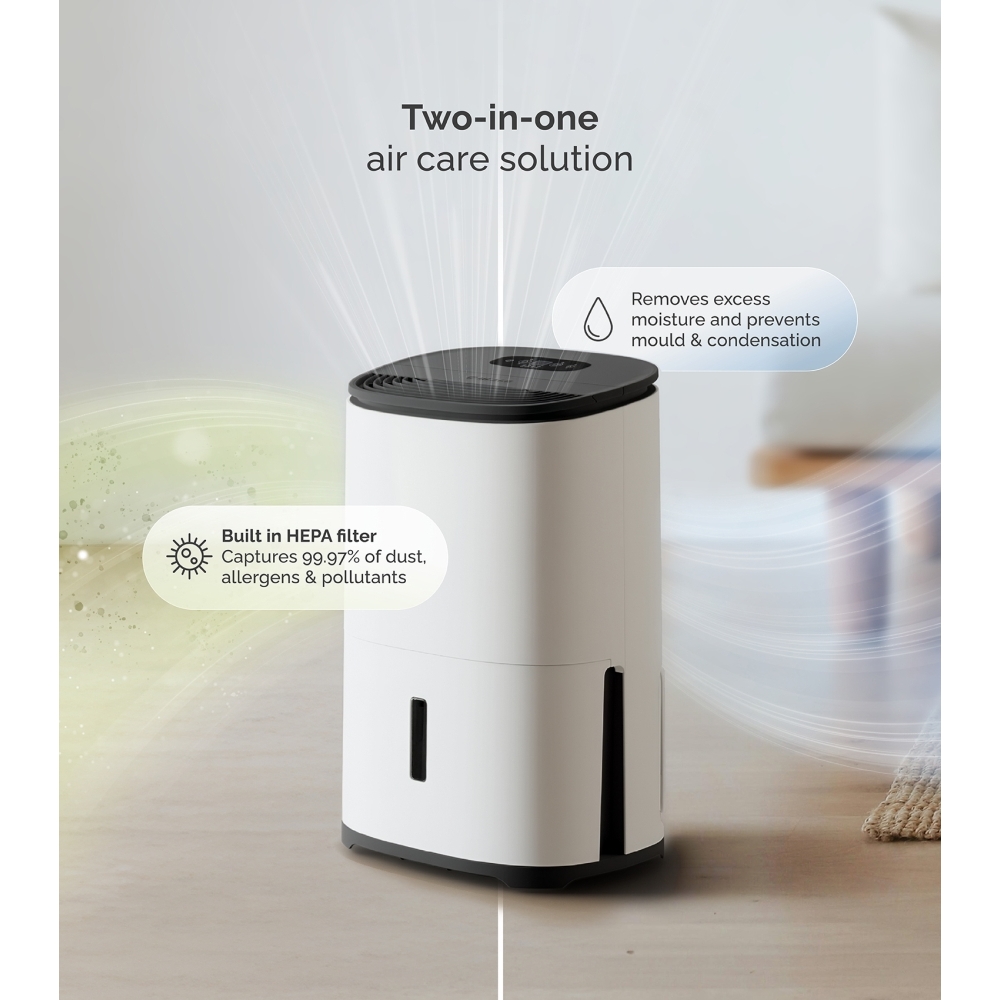 Meaco ARETEONE10L Dry Arete One 10l Dehumidifier & Air Purifier - White and Charcoal Black