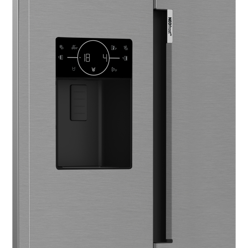 Beko ASP342VPS American Fridge Freezer with HarvestFresh Technology, Stainless Steel, E Rated,  Plumbed