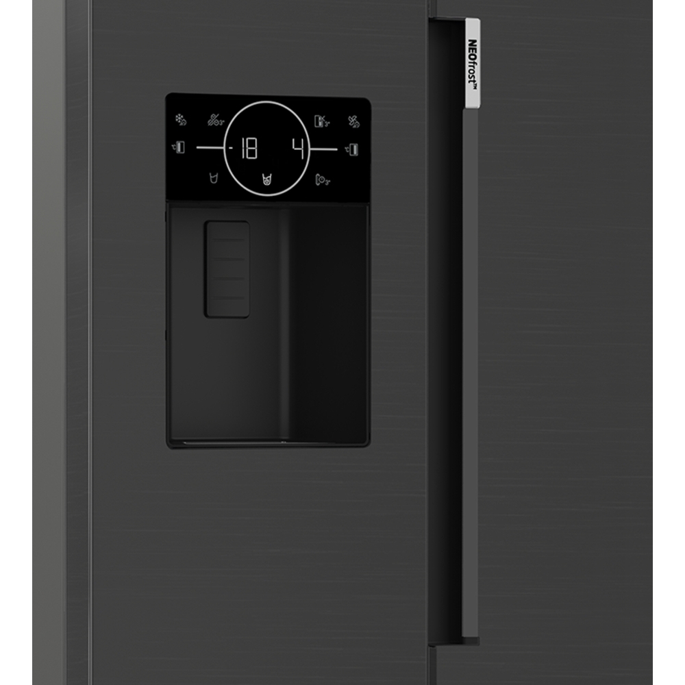 Beko ASP342VPZ American Style Fridge Freezer with Plumbed Water, Ice Dispenser and HarvestFresh� Technology, Black, E Rated,  Plumbed