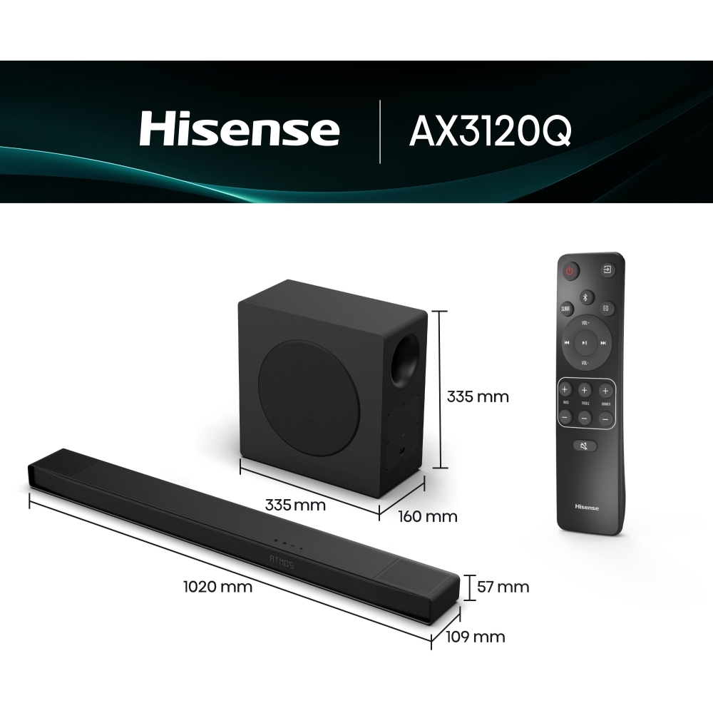 Hisense AX3120Q Sound Bar, Black