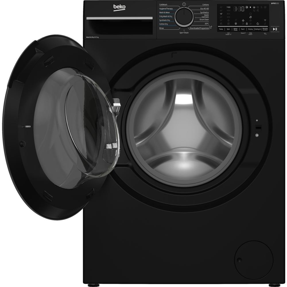 Beko B3D58545UB Washer Dryer, 8kg/5kg, 1400 Spin, Black, D Rated