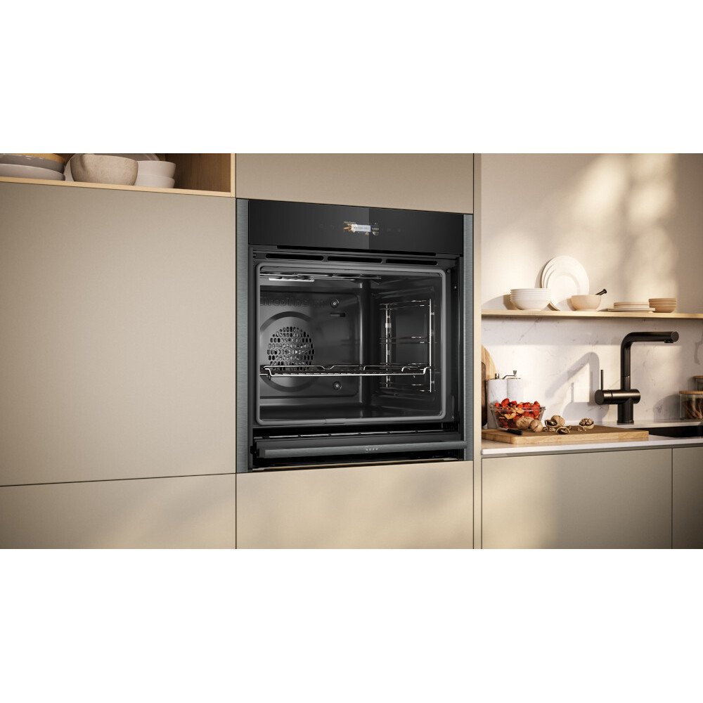 Neff N70 Slide and Hide B54CR71G0B  Built-In Electric Single Oven, Graphite Grey with Pyrolytic Cleaning, A+ Rated