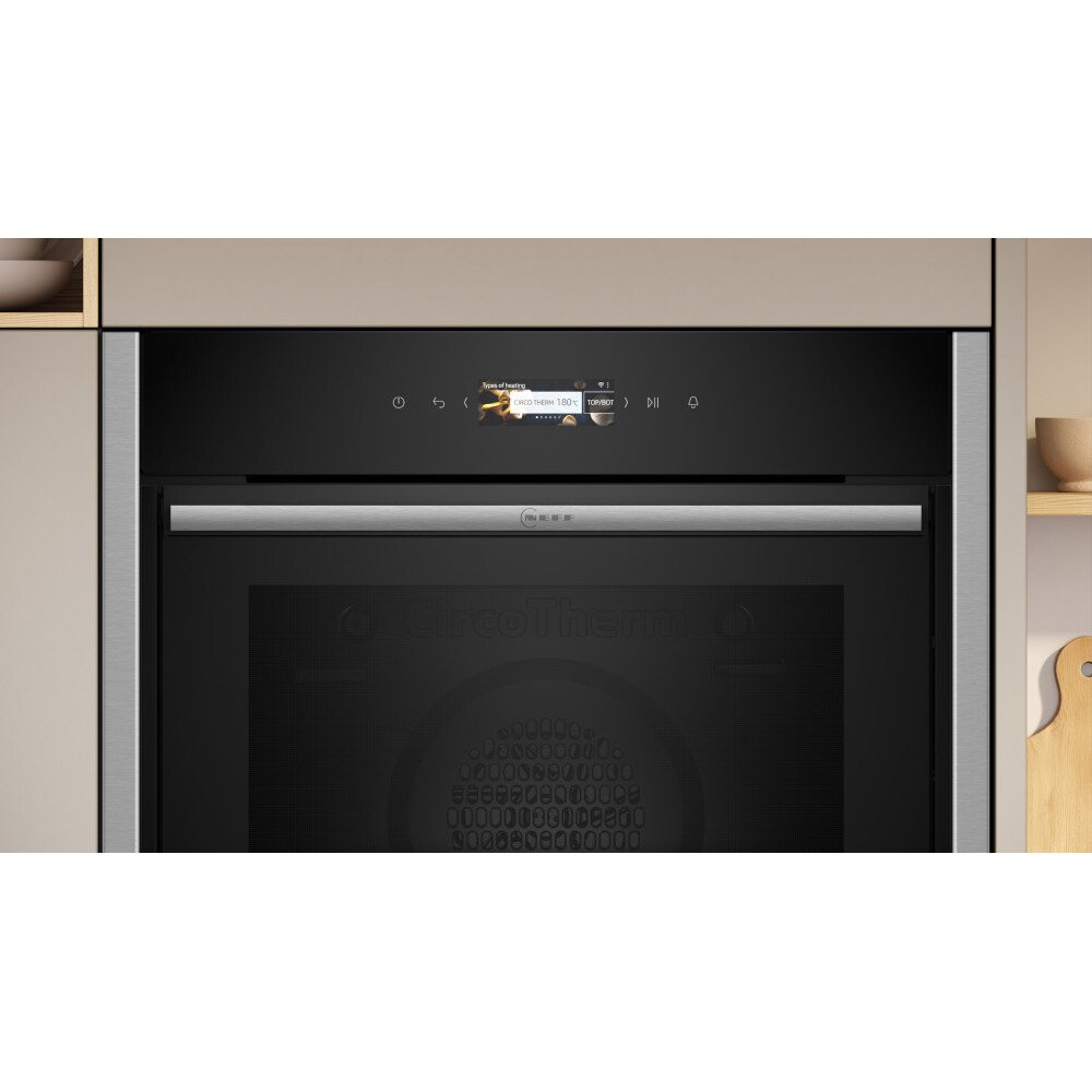 Neff N70 Slide and Hide B54CR71N0B Built-In Electric Single Oven with Pyrolytic Cleaning, Stainless Steel, A+ Rated
