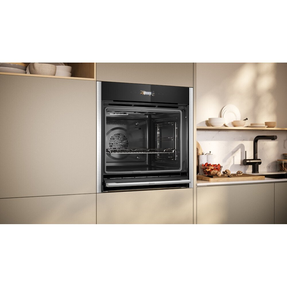 Neff N70 Slide and Hide B54CR71N0B Built-In Electric Single Oven with Pyrolytic Cleaning, Stainless Steel, A+ Rated