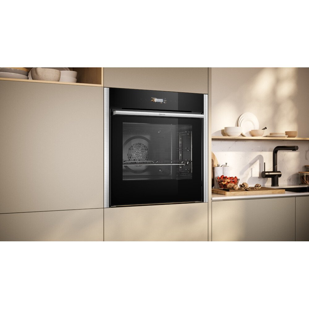 Neff N70 Slide and Hide B54CR71N0B Built-In Electric Single Oven with Pyrolytic Cleaning, Stainless Steel, A+ Rated