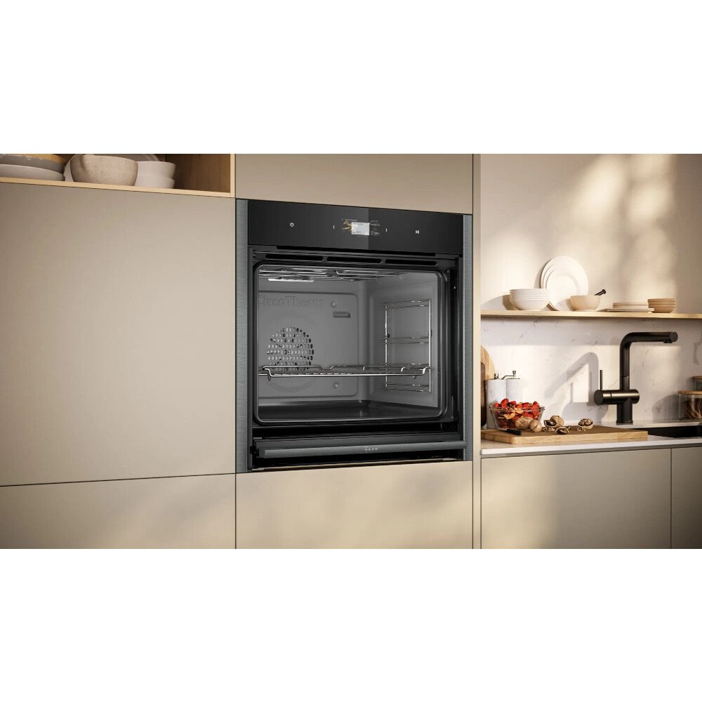 Neff B64CS51G0B N90 Slide and Hide Built-In Electric Single Oven, Graphite Grey, A+ Rated