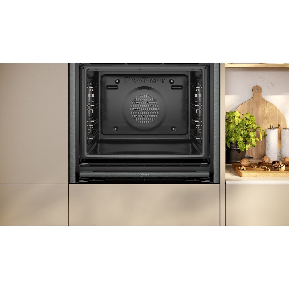Neff N90 Slide and Hide B64CS71G0B Built-In Electric Single Oven, Graphite Grey with Pyrolytic Cleaning, A+ Rated
