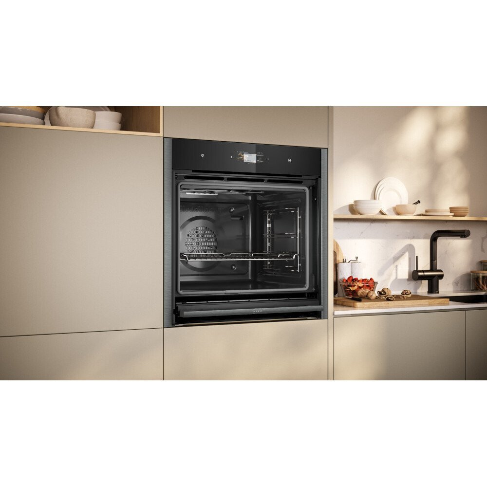 Neff N90 Slide and Hide B64CS71G0B Built-In Electric Single Oven, Graphite Grey with Pyrolytic Cleaning, A+ Rated