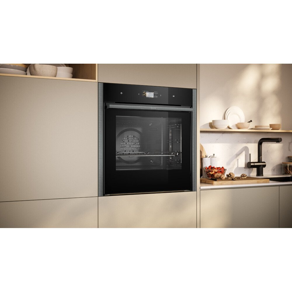 Neff N90 Slide and Hide B64CS71G0B Built-In Electric Single Oven, Graphite Grey with Pyrolytic Cleaning, A+ Rated
