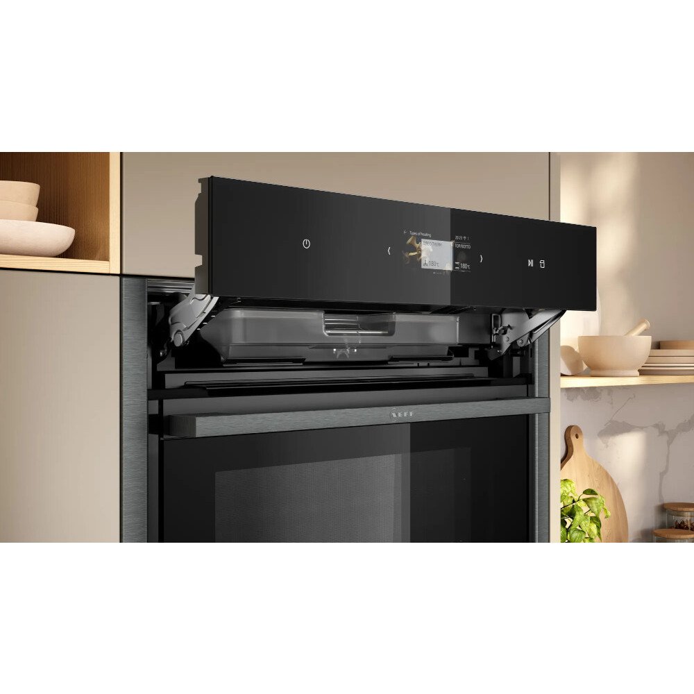 Neff N90 Slide and Hide B64FS31G0B Built-In Electric Single Oven, Graphite Grey, A+ Rated