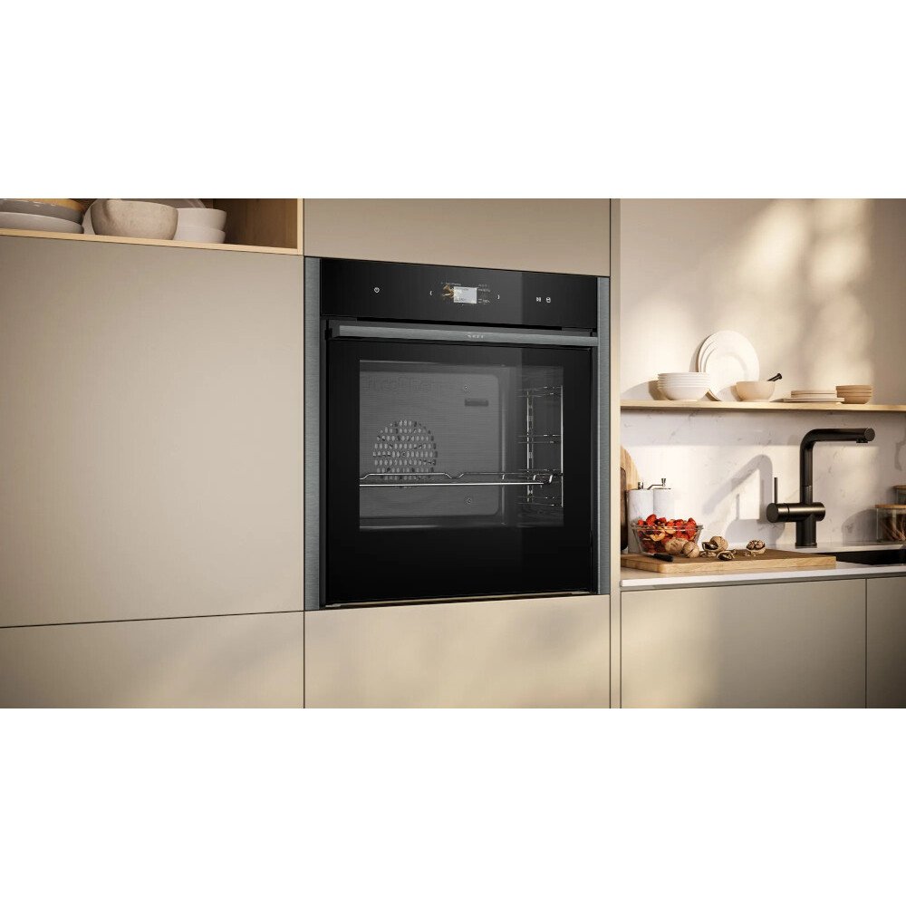 Neff N90 Slide and Hide B64FS31G0B Built-In Electric Single Oven, Graphite Grey, A+ Rated