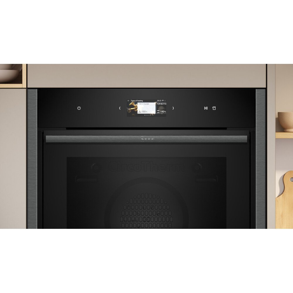Neff N90 Slide and Hide B64VS71G0B Built-In Electric Single Oven, Graphite Grey with Pyrolytic Cleaning, A+ Rated