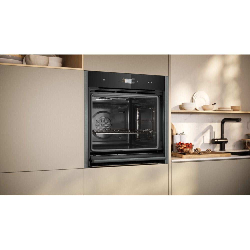 Neff N90 Slide and Hide B64VS71G0B Built-In Electric Single Oven, Graphite Grey with Pyrolytic Cleaning, A+ Rated
