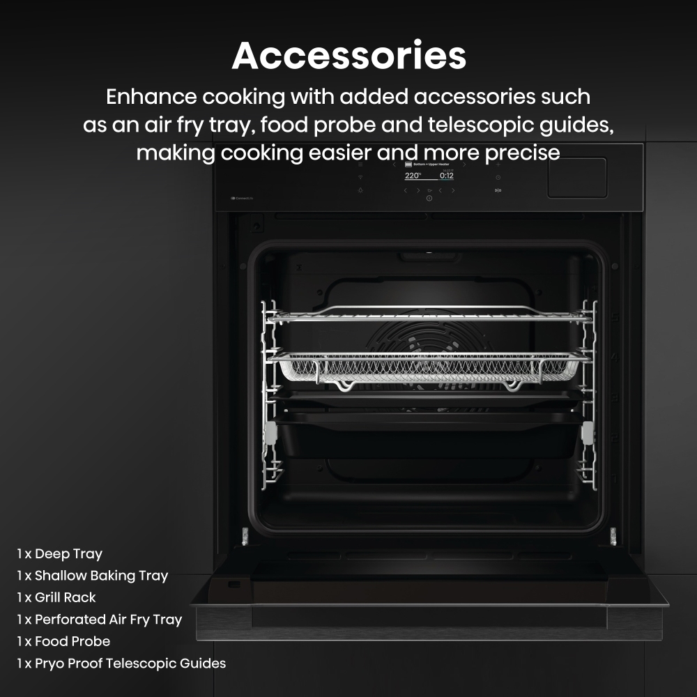 Hisense BAS6PH8BUKWF Built-In Electric Single Oven with Pyrolytic Cleaning, Black, A+ Rated