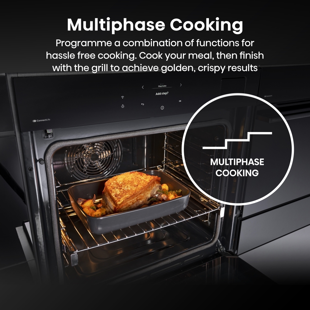 Hisense BAS6PH8BUKWF Built-In Electric Single Oven with Pyrolytic Cleaning, Black, A+ Rated