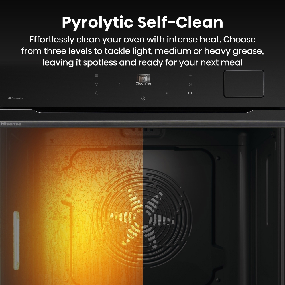 Hisense BAS6PH8BUKWF Built-In Electric Single Oven with Pyrolytic Cleaning, Black, A+ Rated