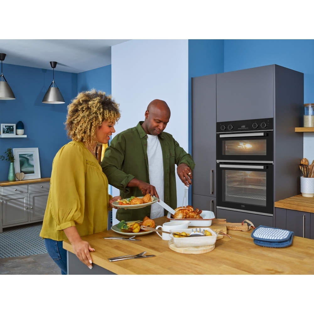 Beko BBXDF25300X Built-In Electric Double Oven, Stainless Steel, A Rated