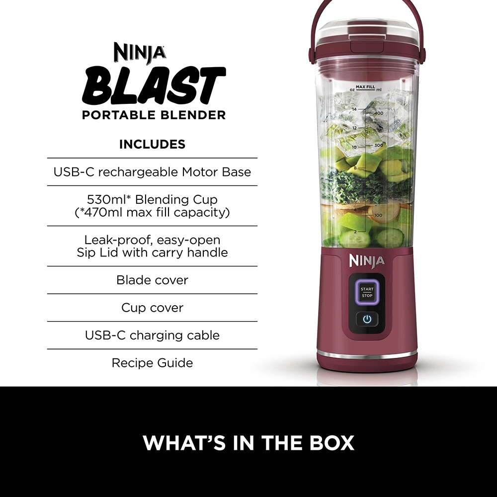 Ninja BC151UKCR Blast Cordless Portable Blender, Red