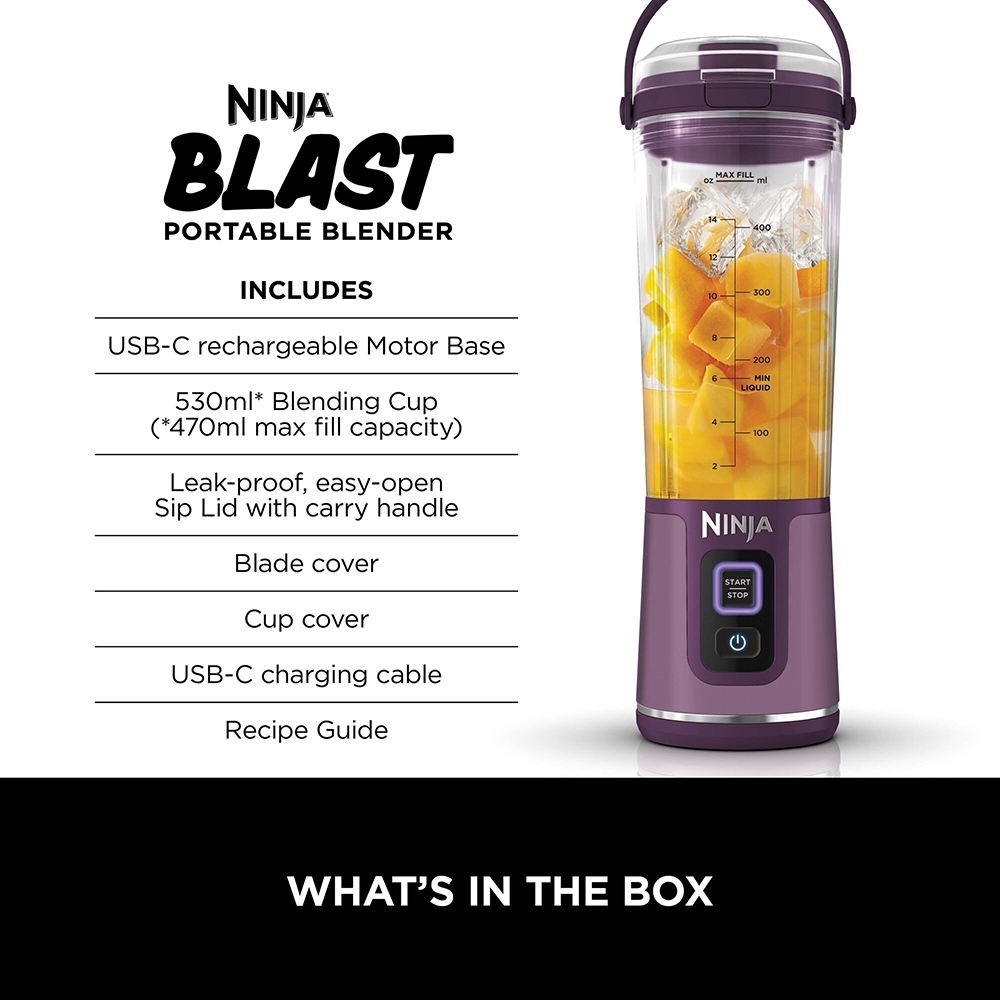 Ninja BC151UKPR Blast Cordless Portable Blender, Purple