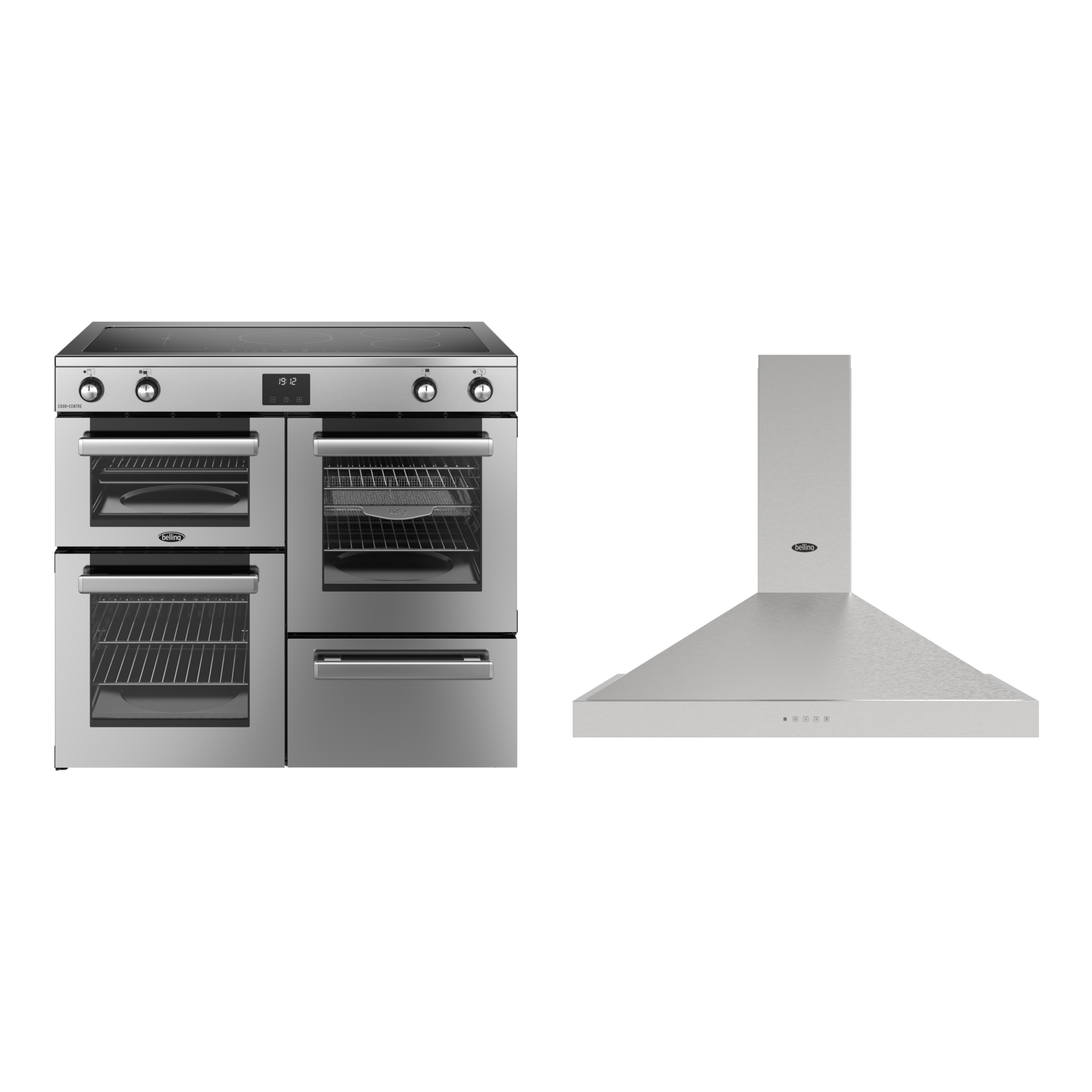 Belling Cookcentre Induction Range Cooker & Hood Pack