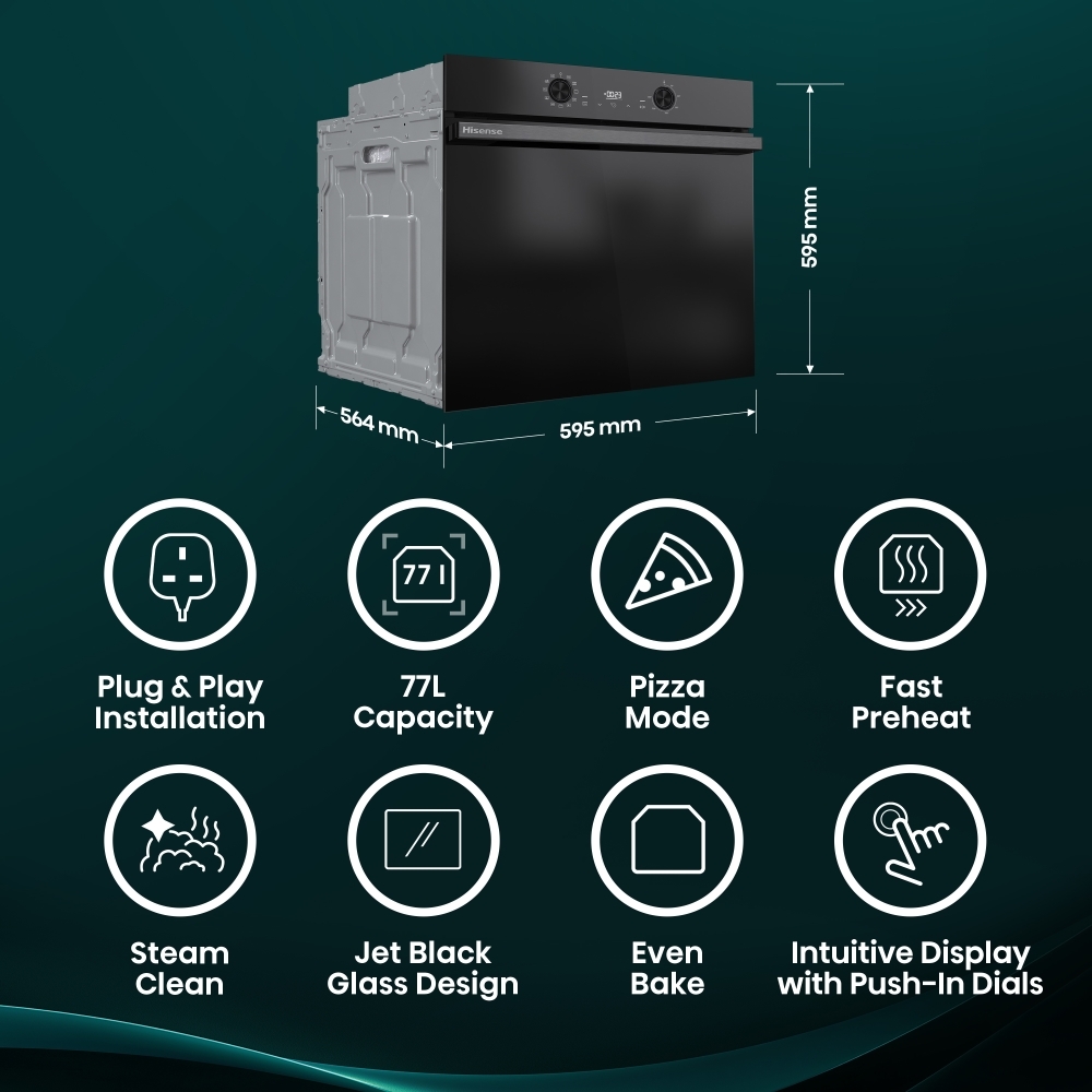 Hisense BI622ABPGUK Built-In Electric Single Oven, Black, A Rated