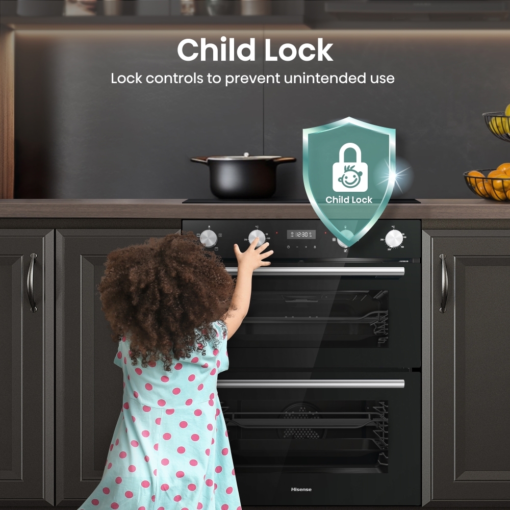 Hisense BID75211BGUK Built-Under Electric Double Oven, Black, A Rated