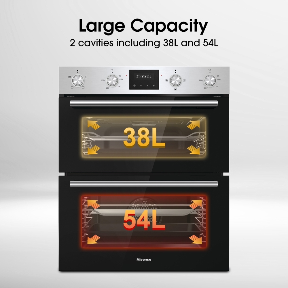 Hisense BID79222CXUK Built-Under Electric Double Oven, Stainless Steel, A Rated