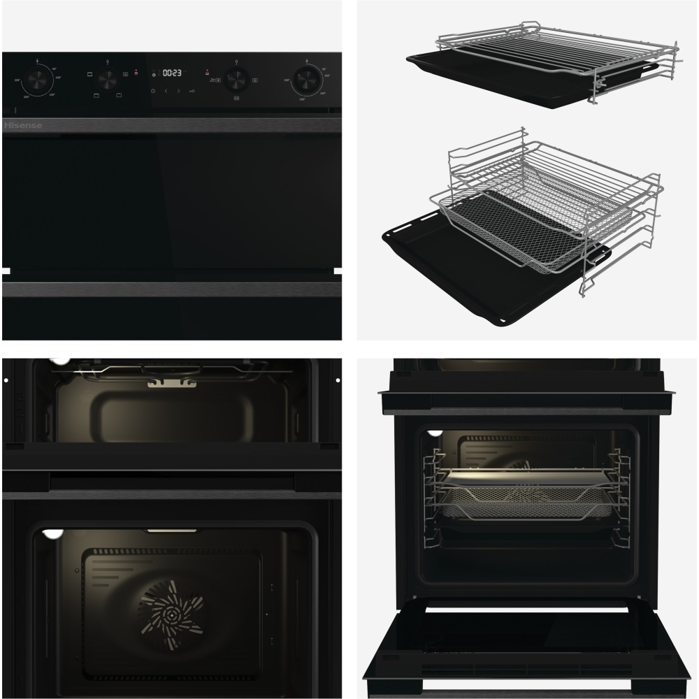 Hisense BID914221ADBG Built-In Electric Double Oven, Black, A Rated