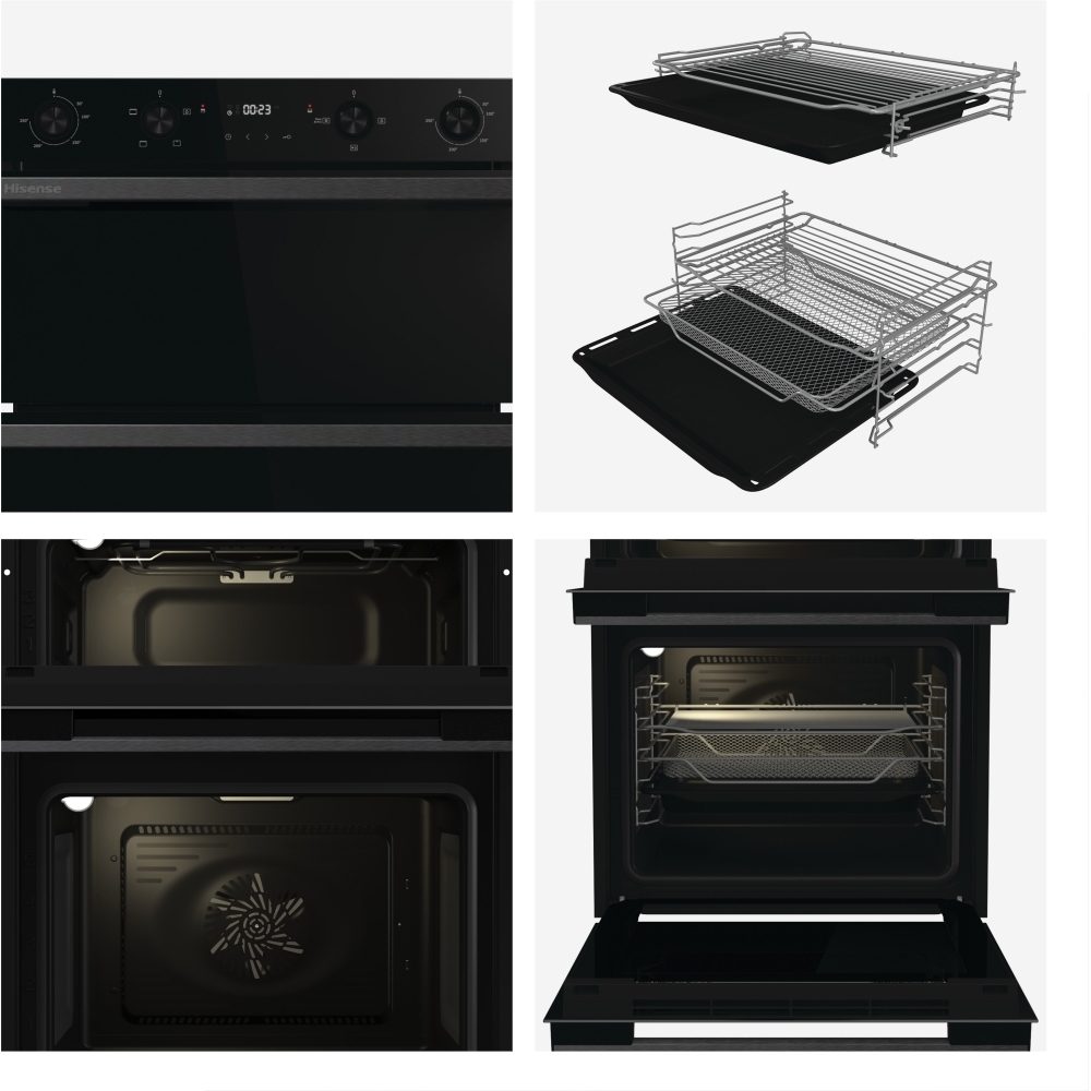 Hisense BID914221CDBG Built-In Electric Double Oven, Black, A Rated