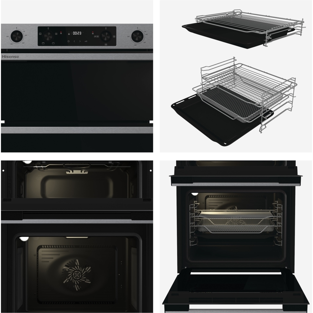 Hisense BID914221CX Built-In Electric Double Oven, Stainless Steel, A Rated