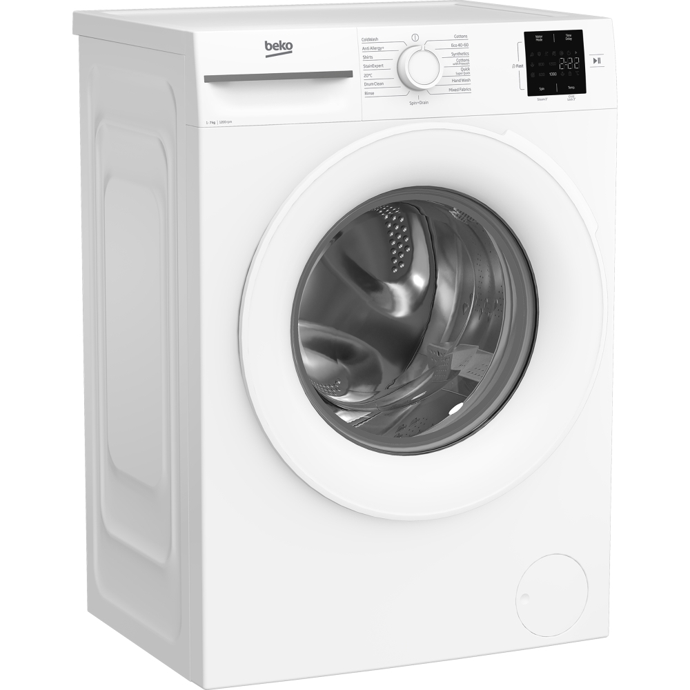 Beko BM1WU3721W Washing Machine, 7kg, 1200 Spin, White, B Rated
