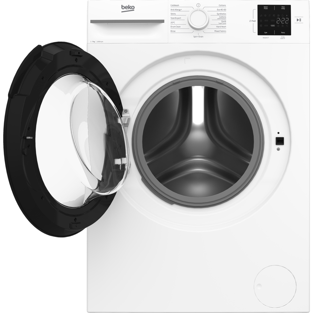 Beko BM1WU3721W Washing Machine, 7kg, 1200 Spin, White, B Rated