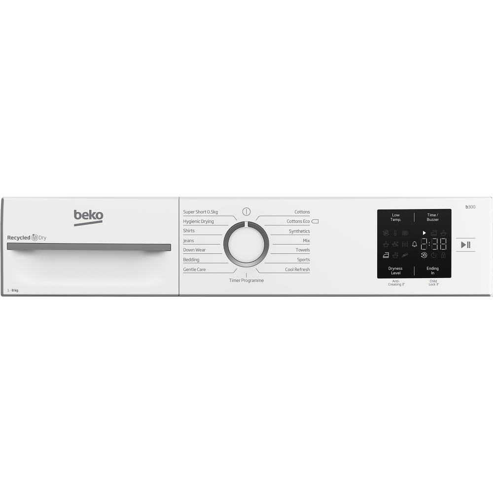 Beko BM3T3822W Heat Pump Tumble Dryer, 8kg, White, A+ Rated