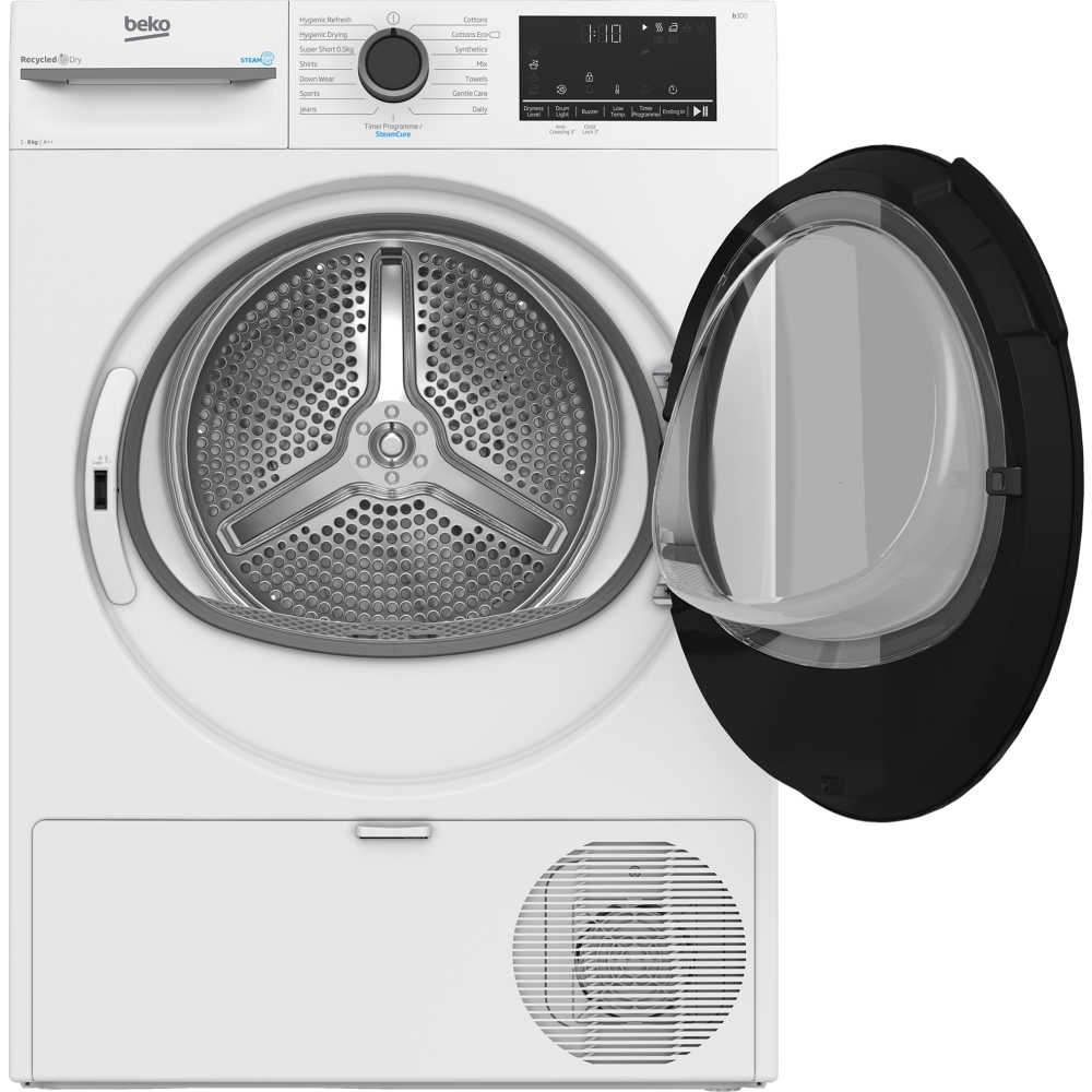 Beko BM3T3833W Heat Pump Tumble Dryer, 8kg, White, A++ Rated