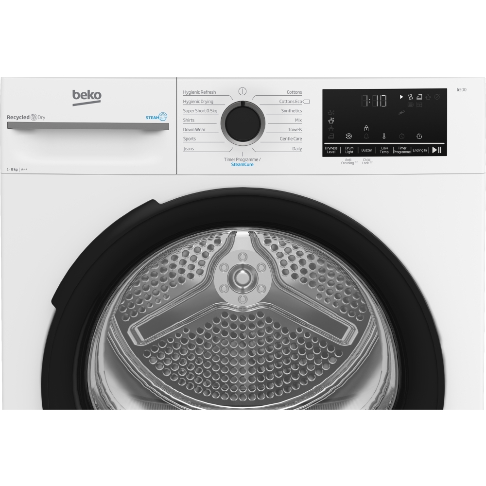 Beko BM3T3833W Heat Pump Tumble Dryer, 8kg, White, A++ Rated